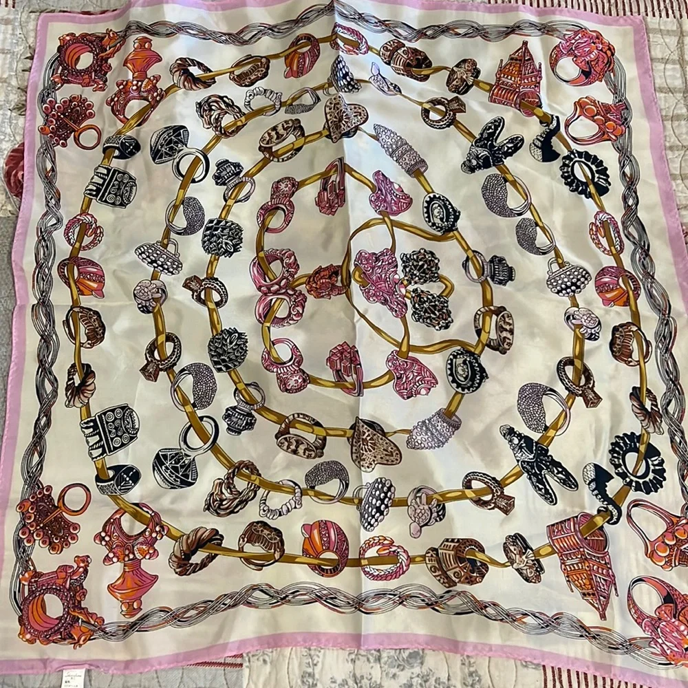 Shineline silk square scarf rings 20”